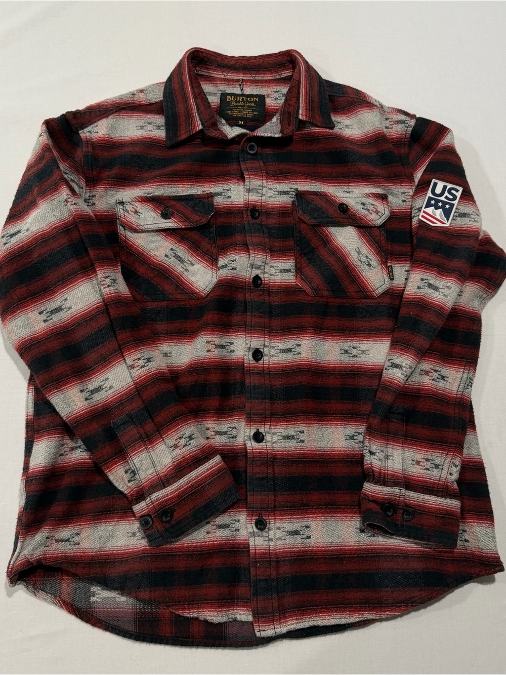 Burton Brighton Burly Flannel Shirt Mens M US Snowboard Team Southwestern Aztec